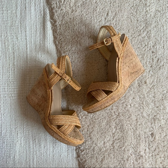 Stuart Weizman cork leather wedges